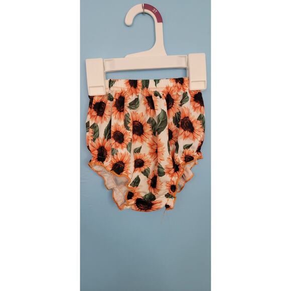 Baby Girls 6-9mos 3 Piece Outfit, 2 Bow Crop Tanks And Sunflower Bloomers - Picture 2 of 6